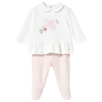 Baby Girls White & Pink Trousers Set