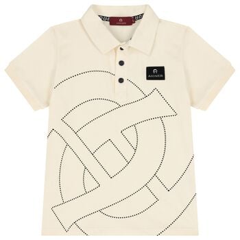 Boys Beige Logo Polo Shirt