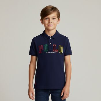 Boys Navy Logo Polo Shirt
