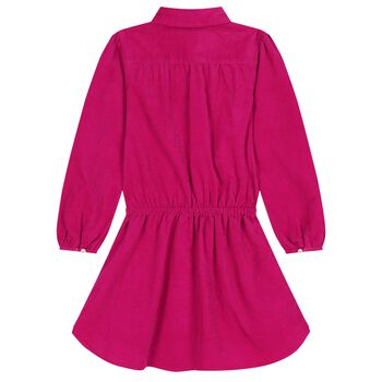 Girls Pink Logo Needlecord Dress