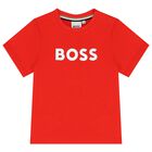 Younger Boys Red Logo T-Shirt, 5, hi-res
