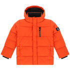 Boys Orange Logo Padded Puffer Jacket, 1, hi-res