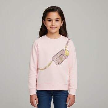 Girls Pink Crossbody Bag Sweatshirt