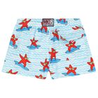 Boys Blue & White Star Fish Swim Shorts, 1, hi-res