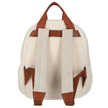 Girls Ivory Sherpa Logo Backpack