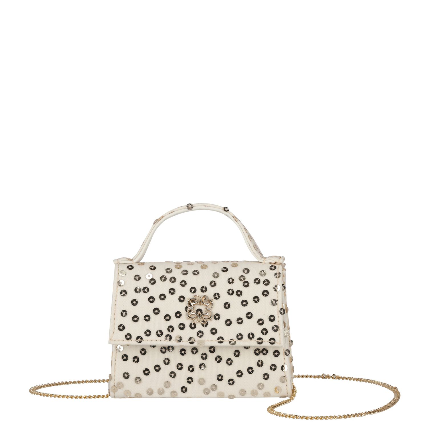 Girls Gold Sequin Handbag, 1, hi-res