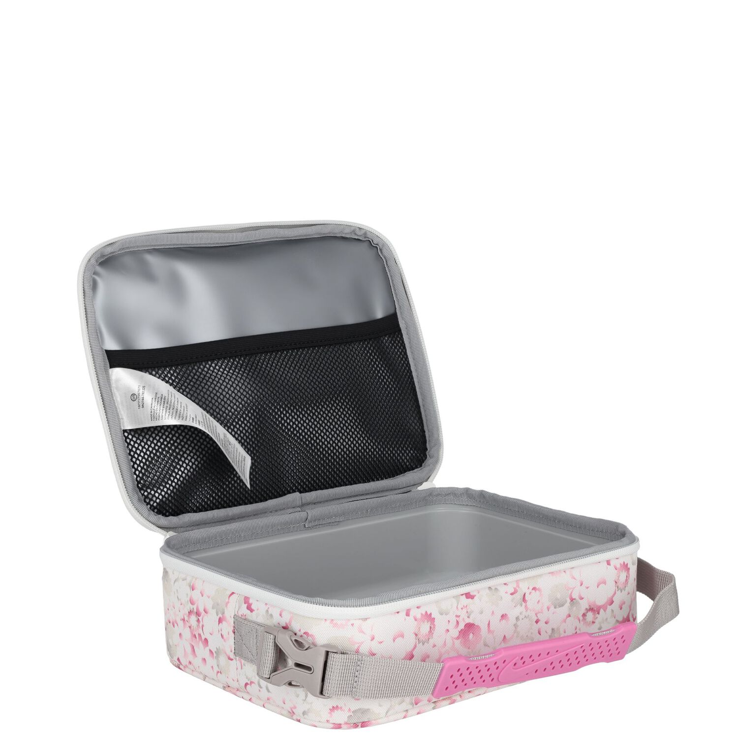 حقيبة غداء للبنات باللون العاجي والوردي بشعار, 1, hi-res