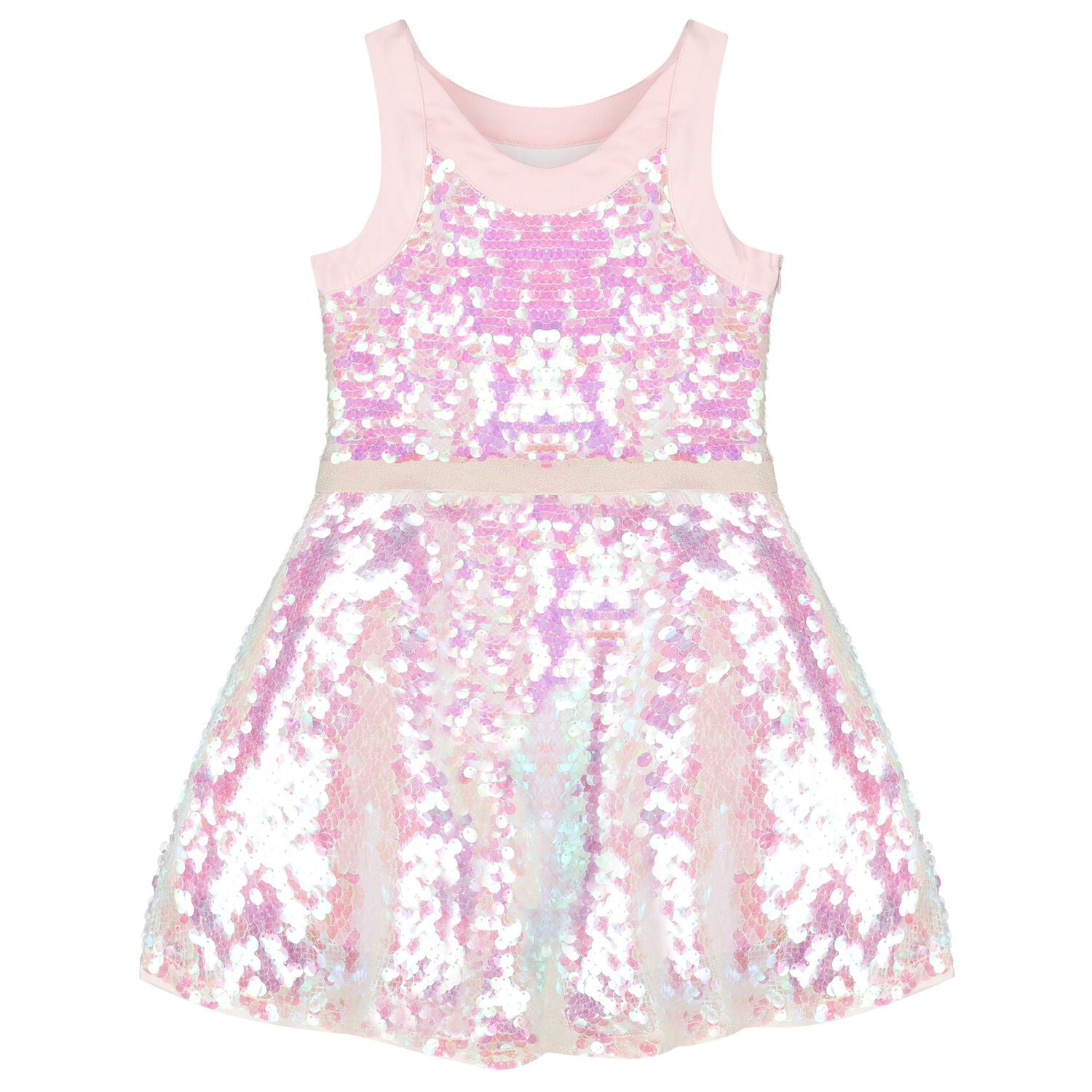 Girls Pink Iridescent Sequin Dress, 1, hi-res