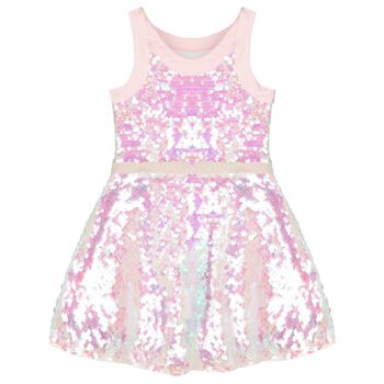 Girls Pink Iridescent Sequin Dress