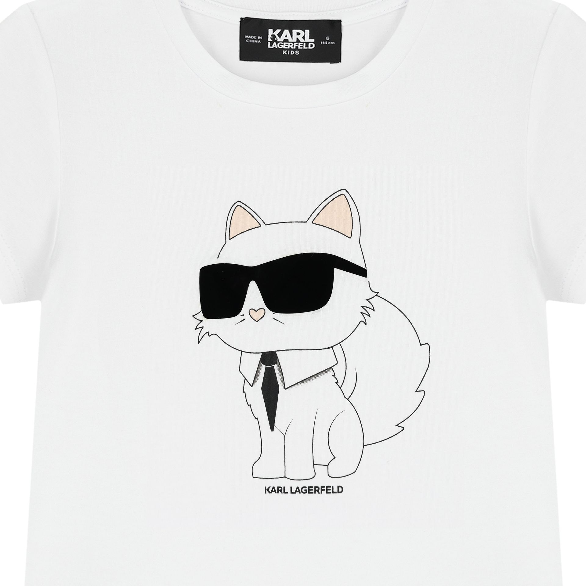 KARL LAGERFELD Girls White Choupette Logo T Shirt Junior Couture UAE