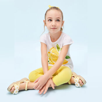 Girls Yellow & White Leggings Set