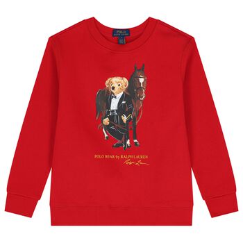 Boys Red Polo Bear Sweatshirt