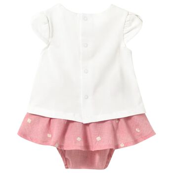 Baby Girls White & Pink Teddy Bear Skirt Set