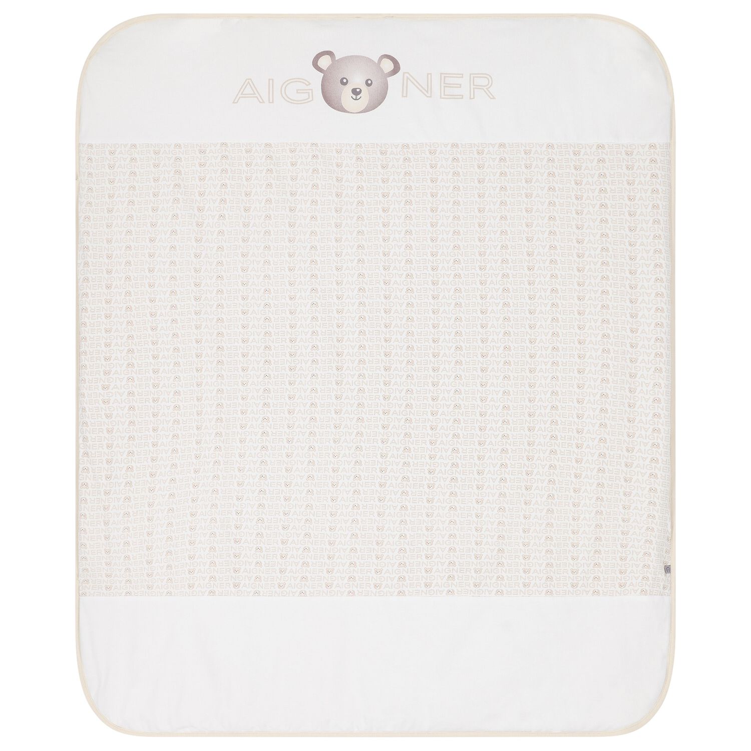 بطانية بشعار تيدي باللون الأبيض والبيج, 1, hi-res