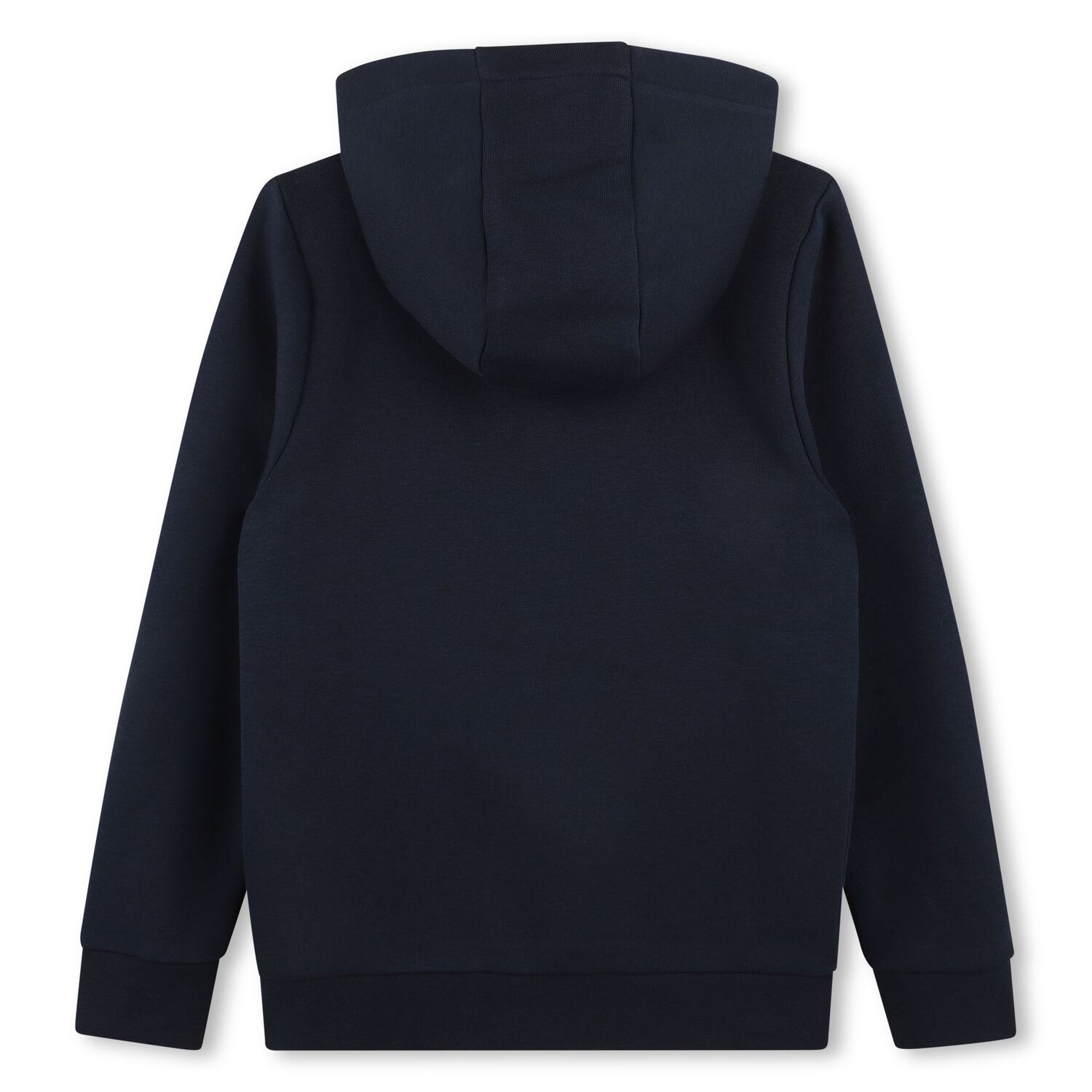 Boys Navy Blue Logo Hooded Zip Up Top, 2, hi-res