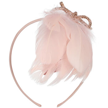 Girls Pink Feather Hairband