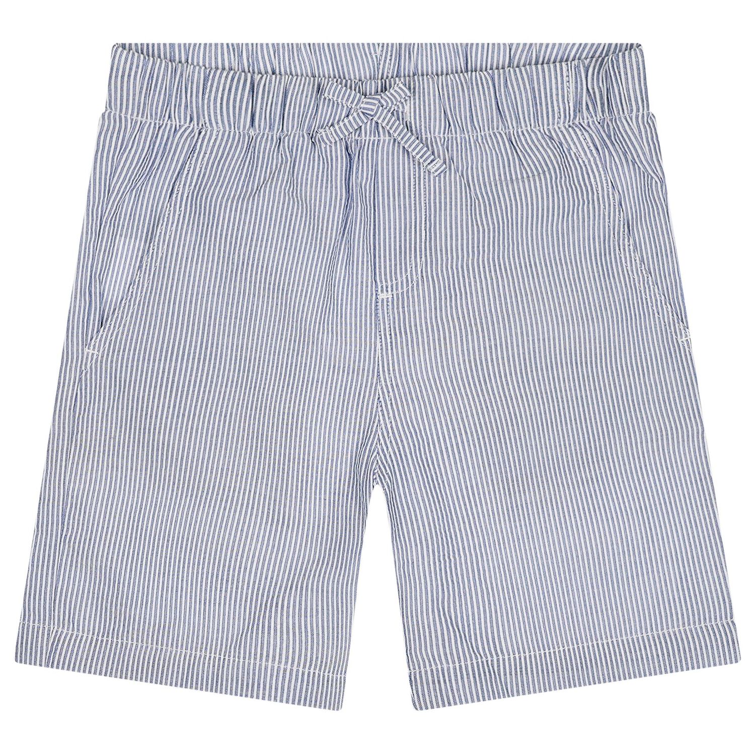 Boys White & Blue Striped Shorts Set, 1, hi-res