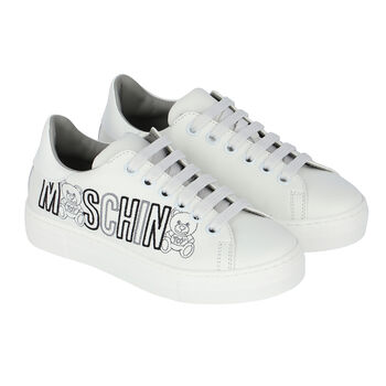White Logo Leather Trainers