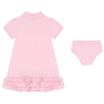 Baby Girls Pink Polo Dress Set