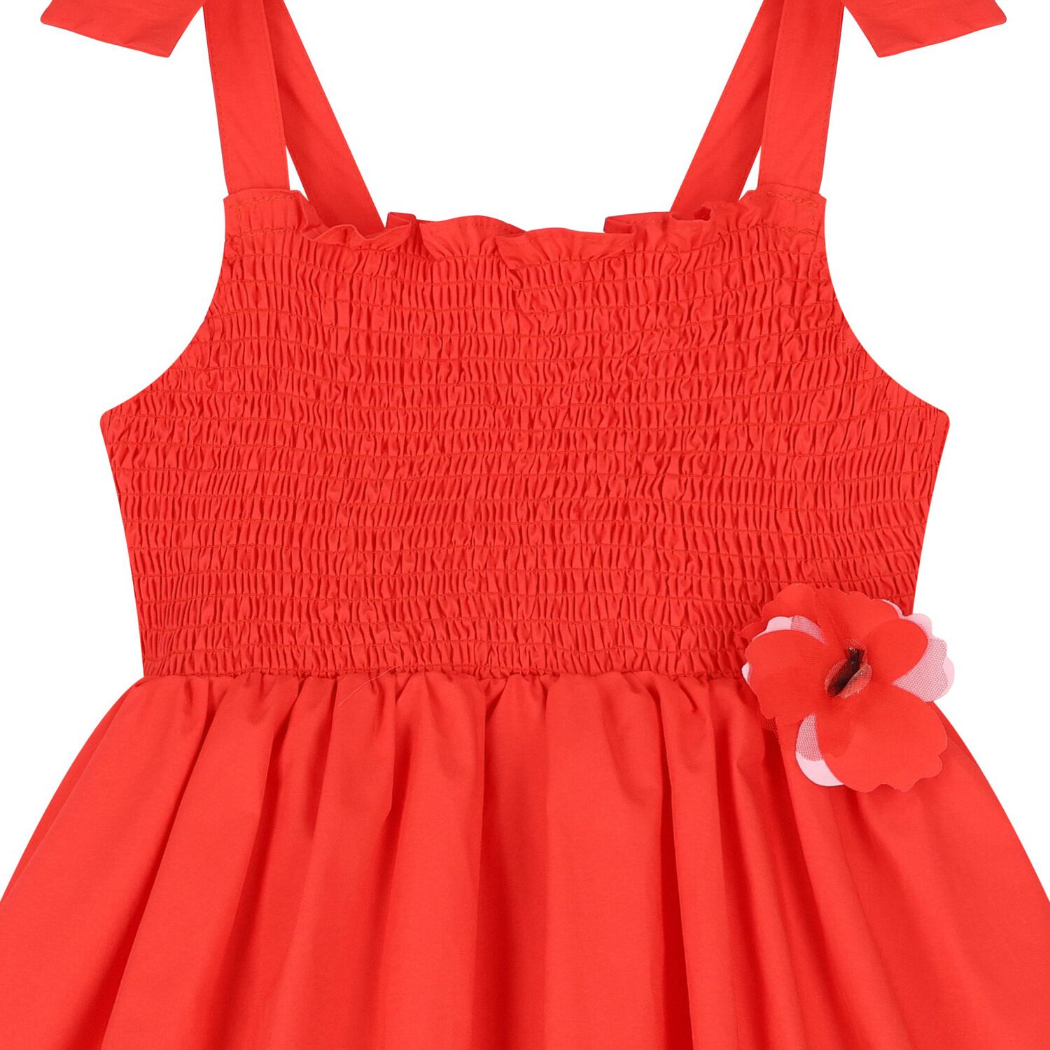 Girls Red Bow Smocked Dress, 1, hi-res image number null