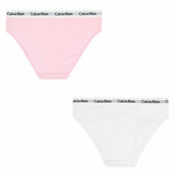 Girls White & Pink Bikini Brief (2 Pack)