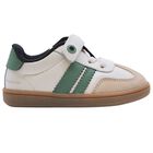 Younger Boys Ivory & Green Trainers, 1, hi-res