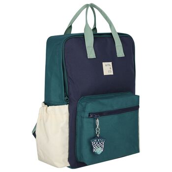 Navy Blue, Green & Ivory Logo Backpack ( 36CM )