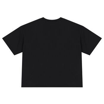 Girls Black Logo Sequin Flower T-Shirt