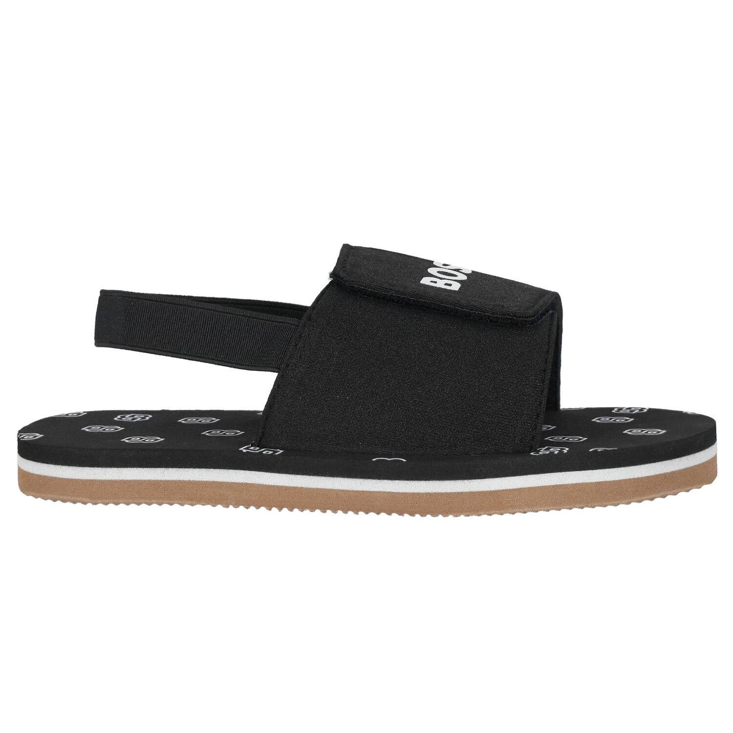 Boys Black Logo Sandals, 1, hi-res image number null