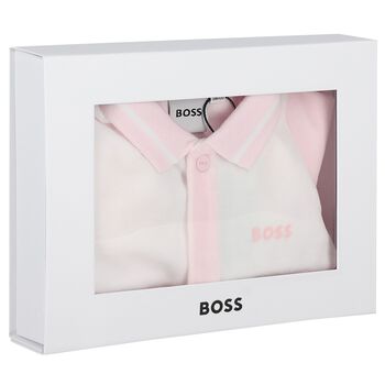 Baby Girls Pink & White Babygrow