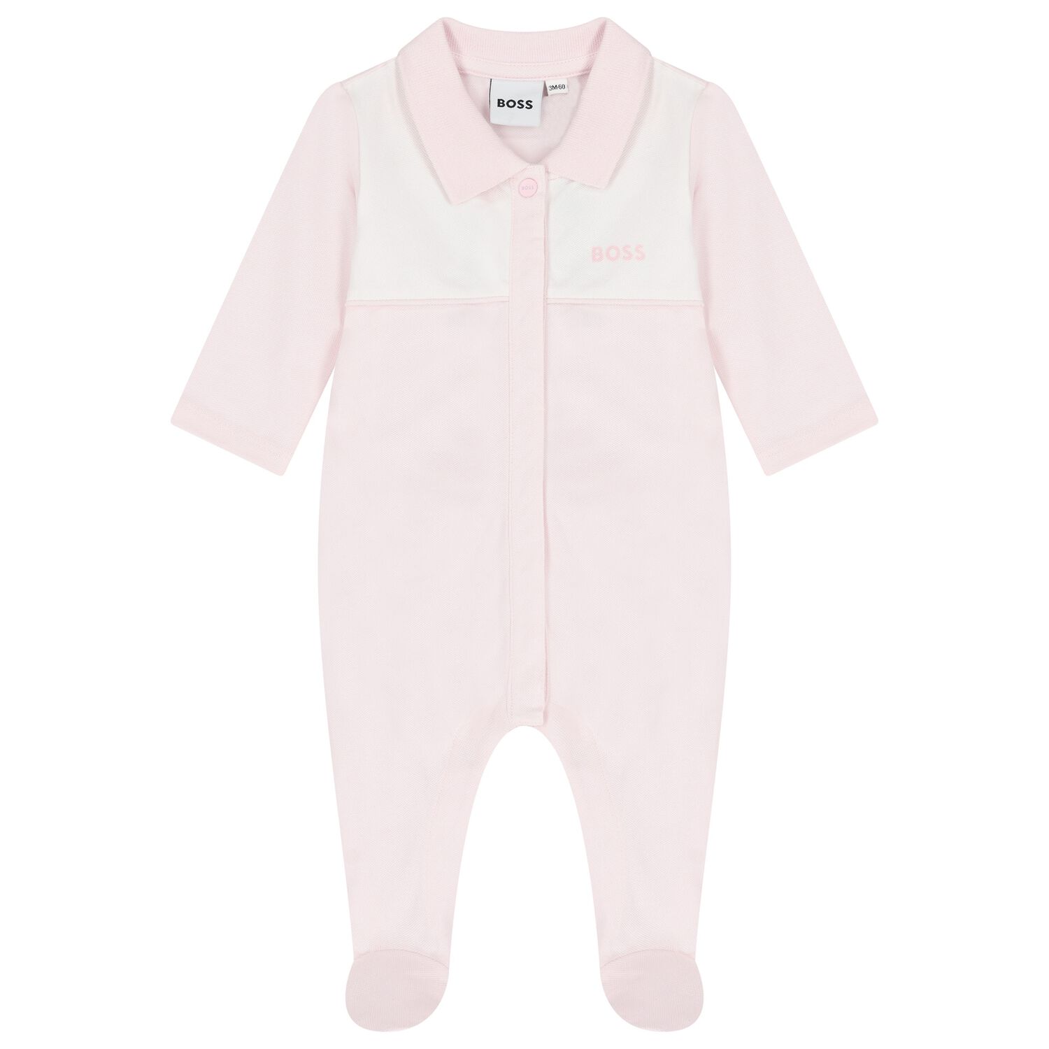 Baby Girls Pink Logo Babygrow, 1, hi-res