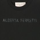 تيشيرت بالشعار باللون الاسود للبنات, 1, hi-res