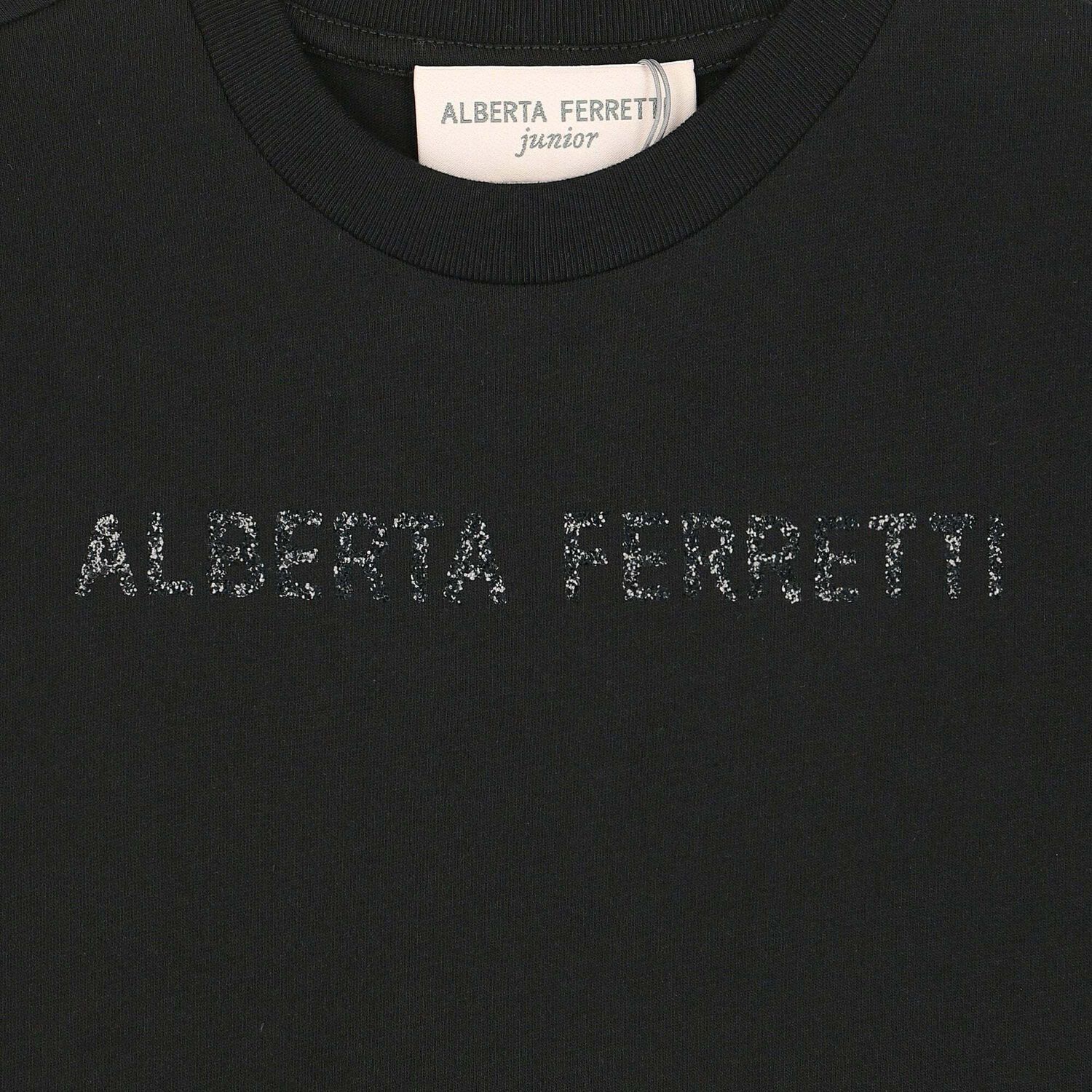 تيشيرت بالشعار باللون الاسود للبنات, 1, hi-res