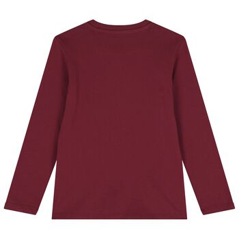 Boys Red Teddy Bear Long Sleeve Top