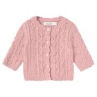 Baby Girls Pink Knitted Cardigan, 1, hi-res