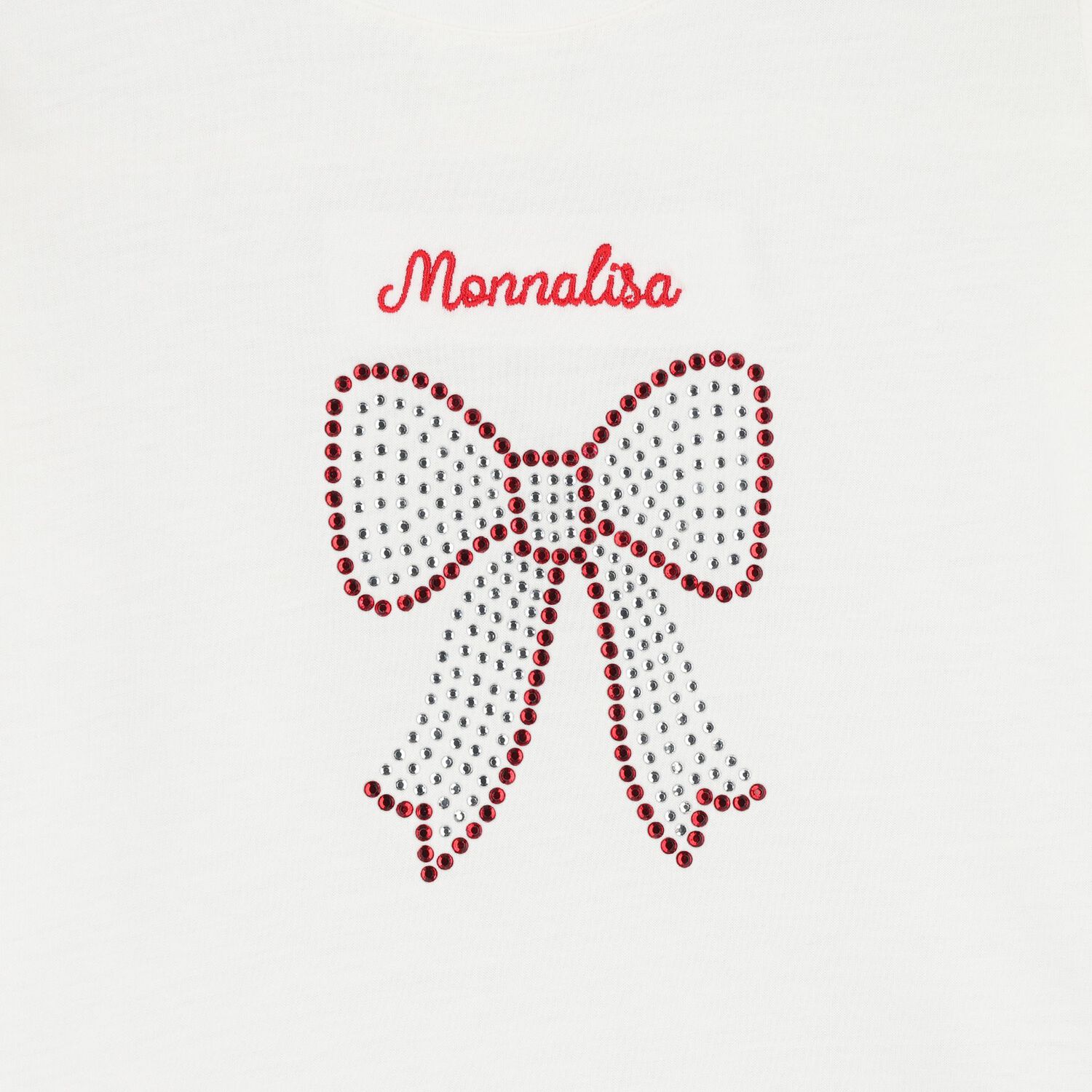 Younger Girls White & Red Embellished Bow Dress, 1, hi-res
