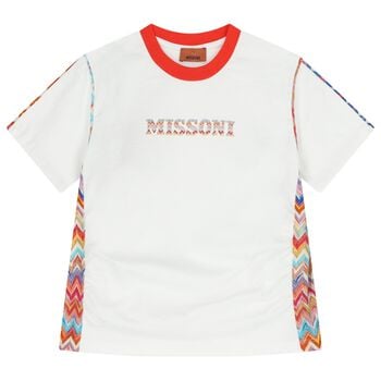 تيشيرت بنات بالشعار باللون الابيض 