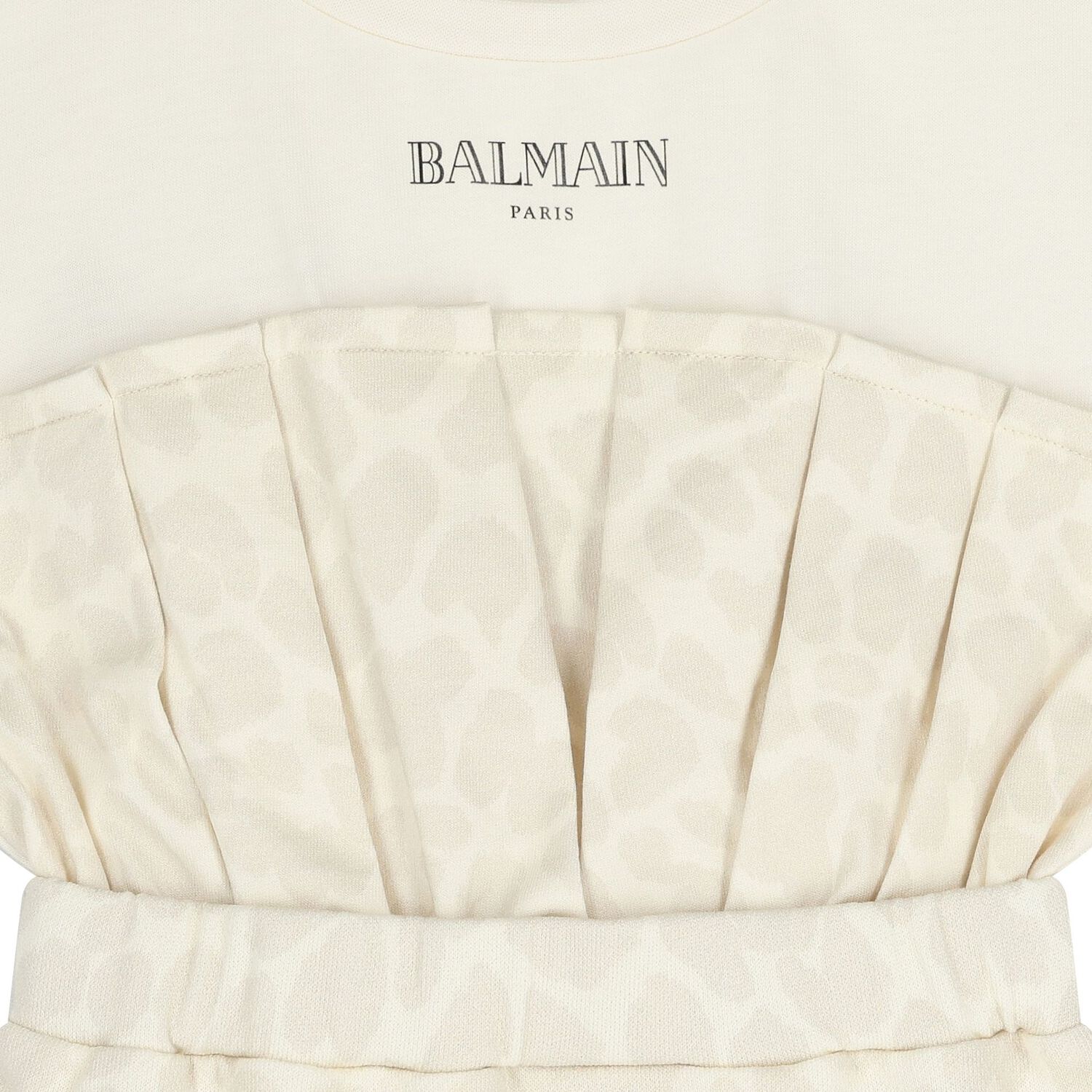 Girls Ivory & Beige Logo Dress, 1, hi-res