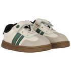 Younger Boys Ivory & Green Trainers, 1, hi-res