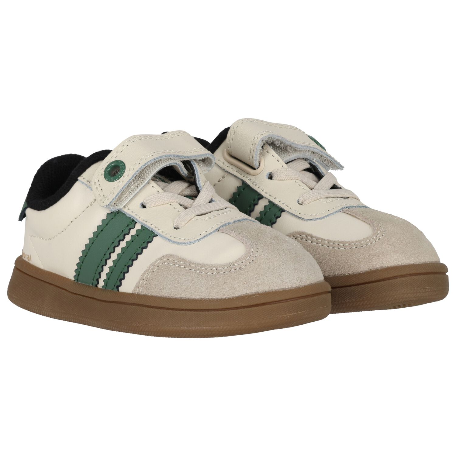 Younger Boys Ivory & Green Trainers, 1, hi-res