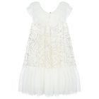 Girls Ivory Tulle Sequin Dress, 1, hi-res