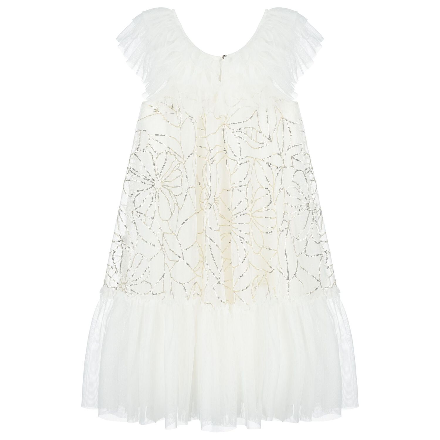 Girls Ivory Tulle Sequin Dress, 1, hi-res image number null