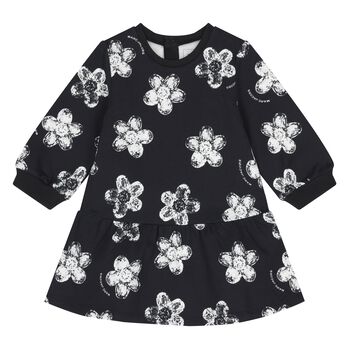 Younger Girls Black Flower Dress