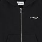 Black Logo Hooded Zip Up Top, 1, hi-res