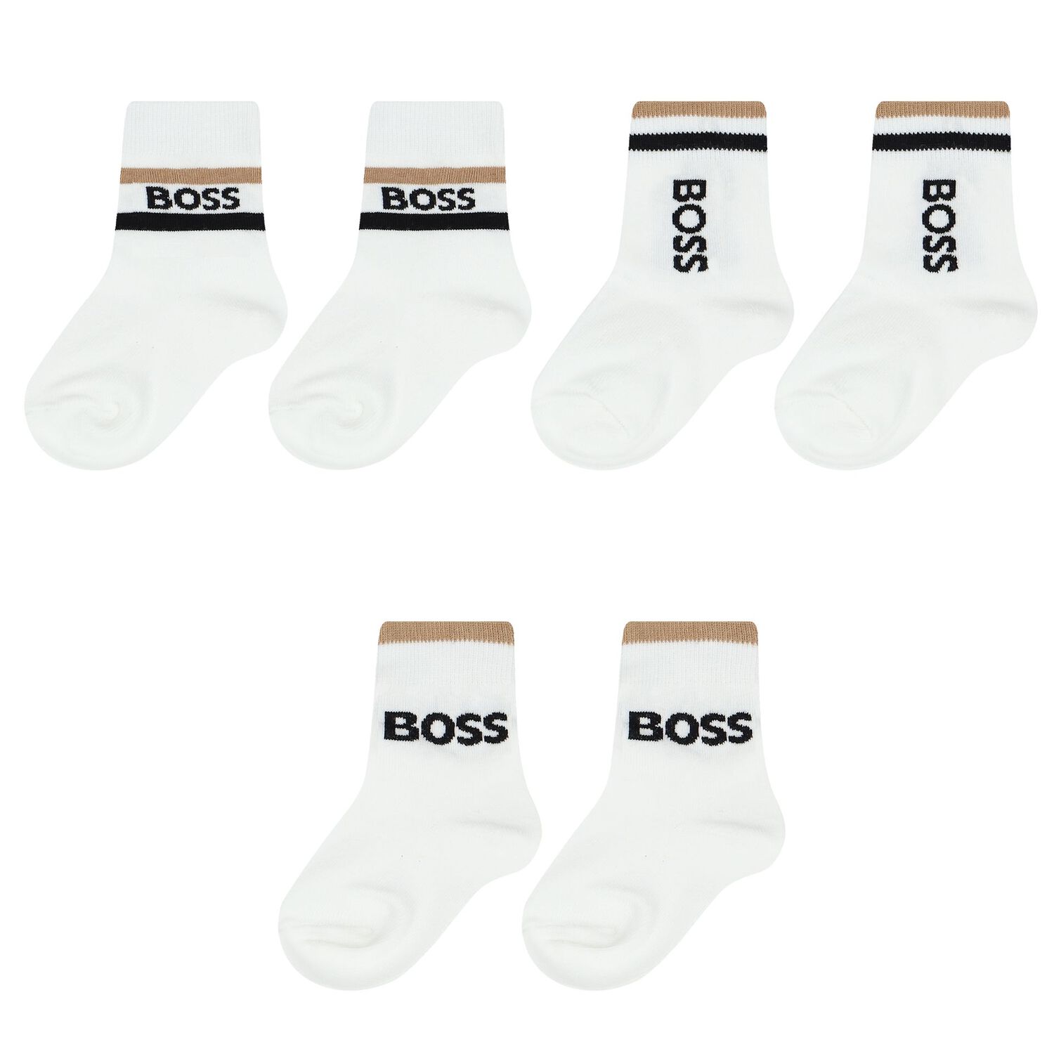 Baby Boys White Logo Socks ( 3-Pack ), 1, hi-res