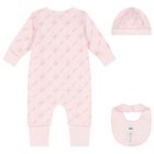 Baby Girls Pink Logo Romper Gift Set, 1, hi-res