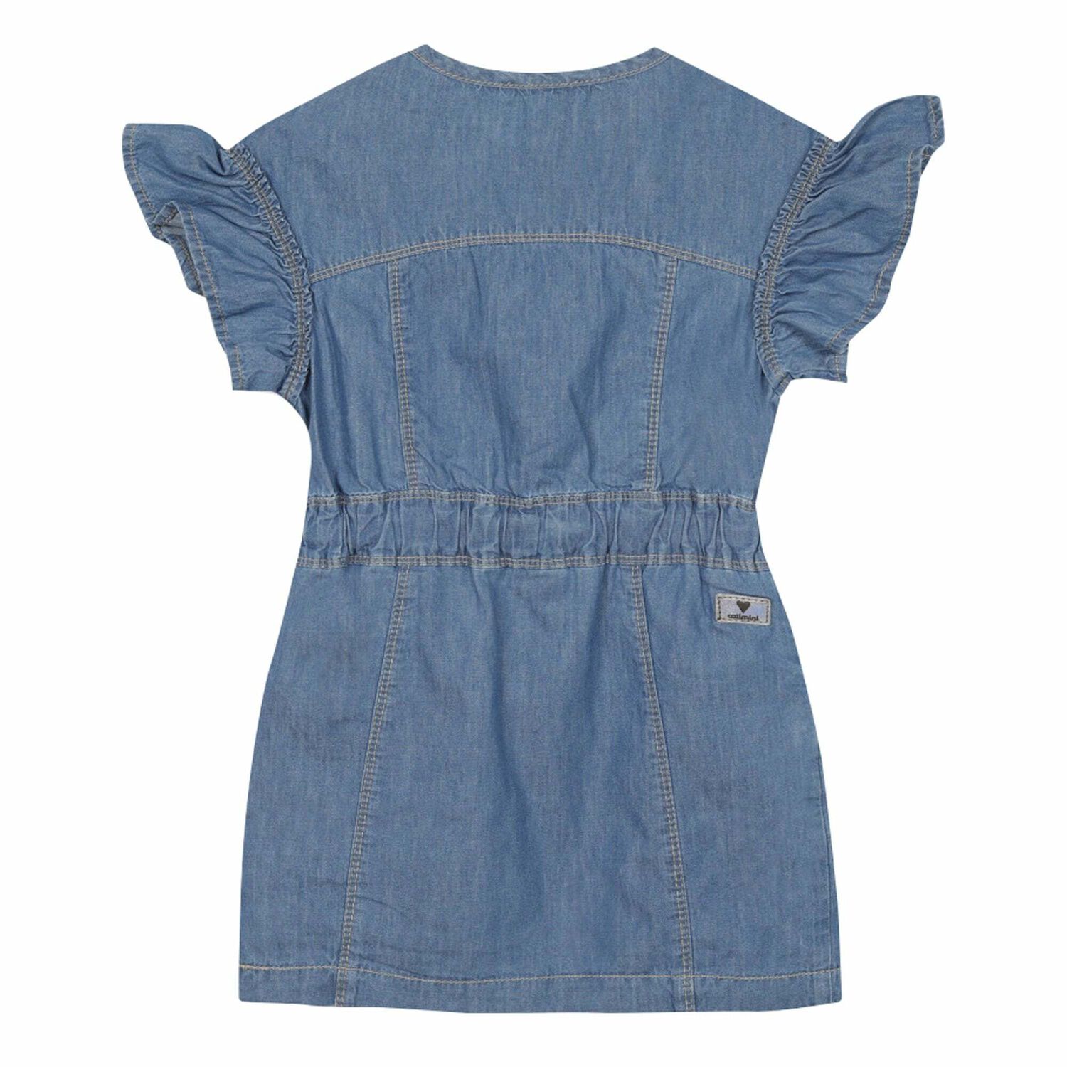 Girls Blue Denim Embroidered Dress, 1, hi-res image number null