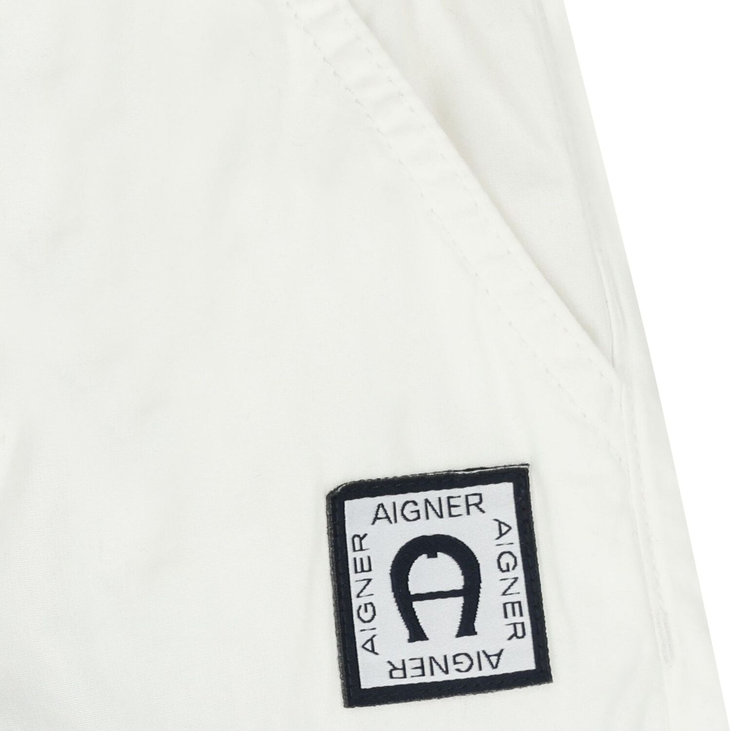 Younger Boys White Logo Shorts, 1, hi-res