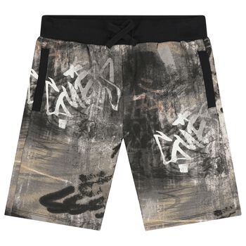 Boys Beige & Grey Logo Shorts