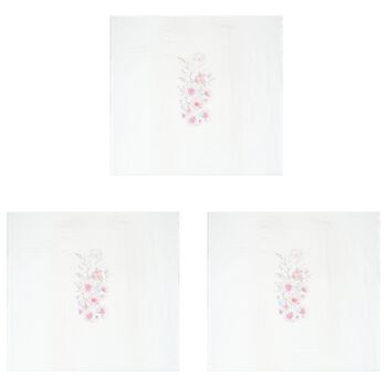 Baby Girls White & Pink Muslin Swaddles (3-Pack)